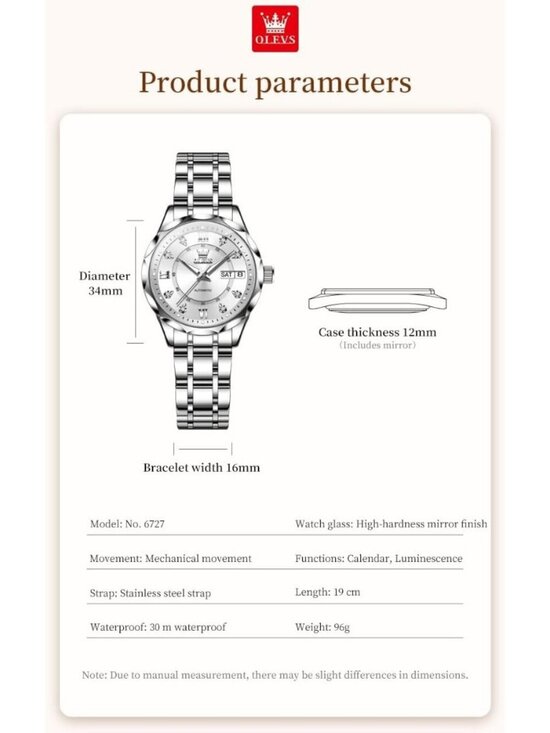 Women\'s Silver Automatic Diamond Luxury Mechanical Stainless Dress Wrist Watches